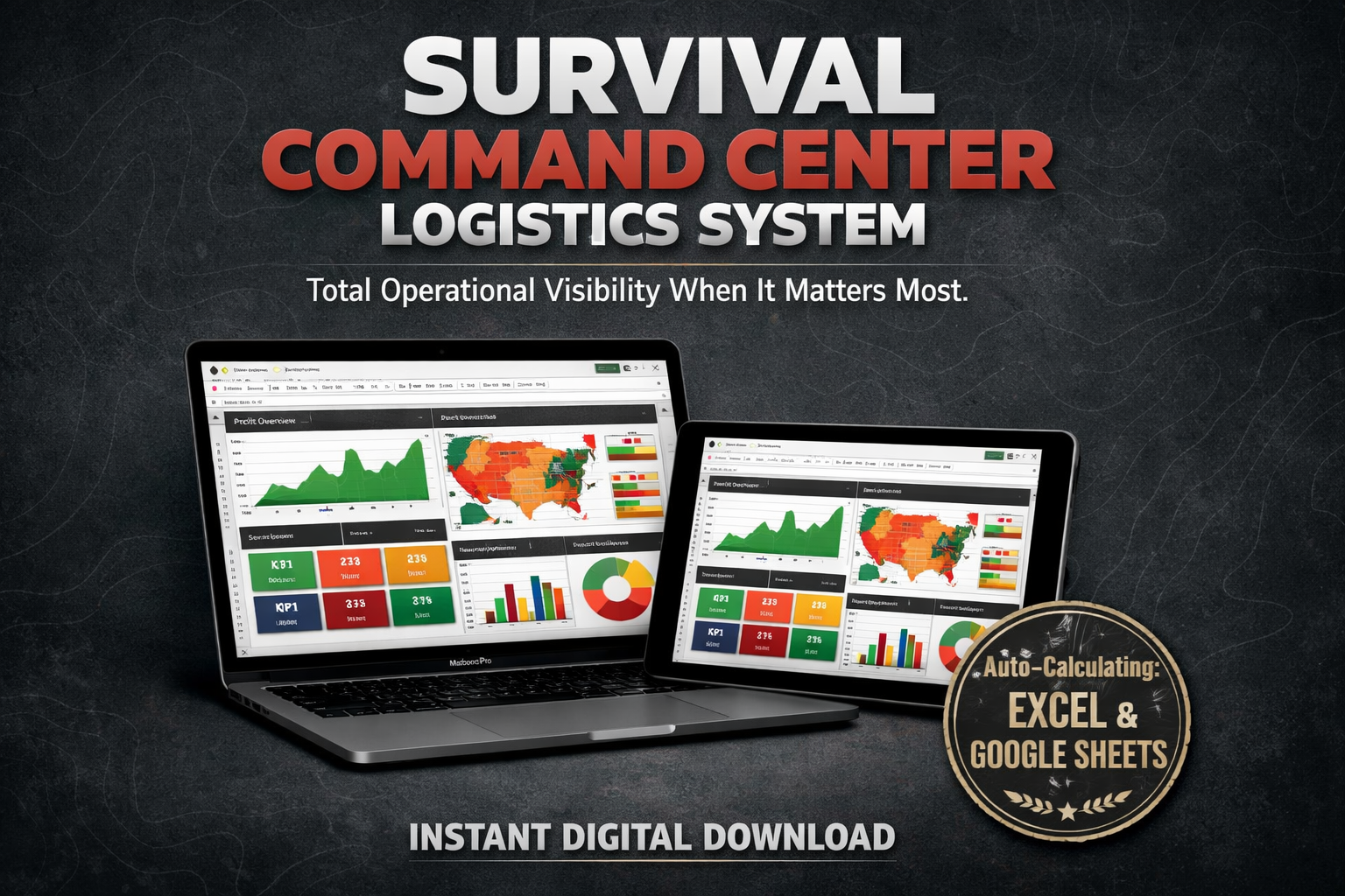 Survival Command Center Dashboard on Laptop